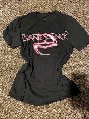 RVCA Black Short Sleeve Tee with Pink Band Logo